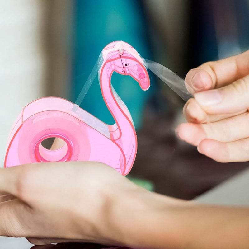 Yardwe 2pcs Pink Flamingo Cute Small Office Tape Dispenser with Built In Tape Desk Cutter Holder for Home and School Supplies - Image 5