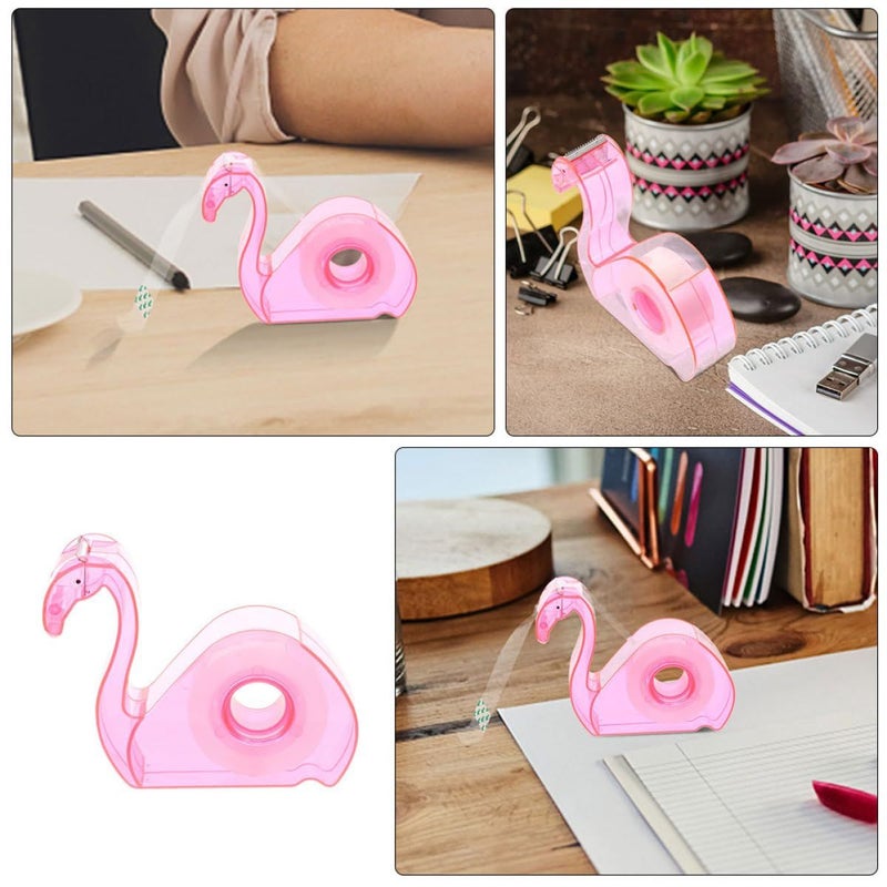 Yardwe 2pcs Pink Flamingo Cute Small Office Tape Dispenser with Built In Tape Desk Cutter Holder for Home and School Supplies - Image 4