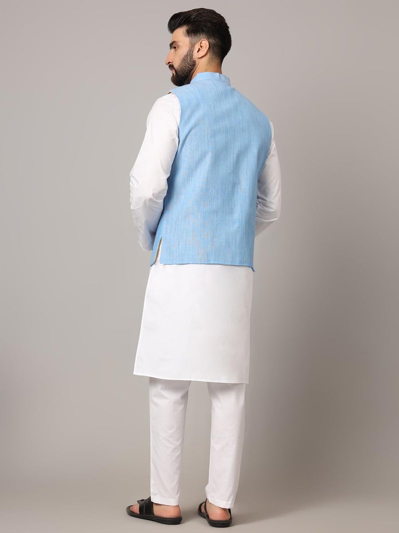 LATEST CHIKAN Men's Nehru Jacket/Waistcoat Sophisticated Ethnic Wear - SARRI-LJ-BL-38 - Image 5