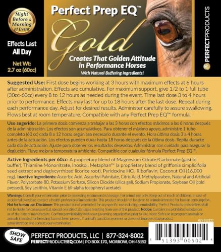 Perfect Products Perfect Prep EQ Gold Equine Calmer Long-Acting All Natural for Horse Anxiety, Lasts 18+ Hours, 60cc Paste - Image 4