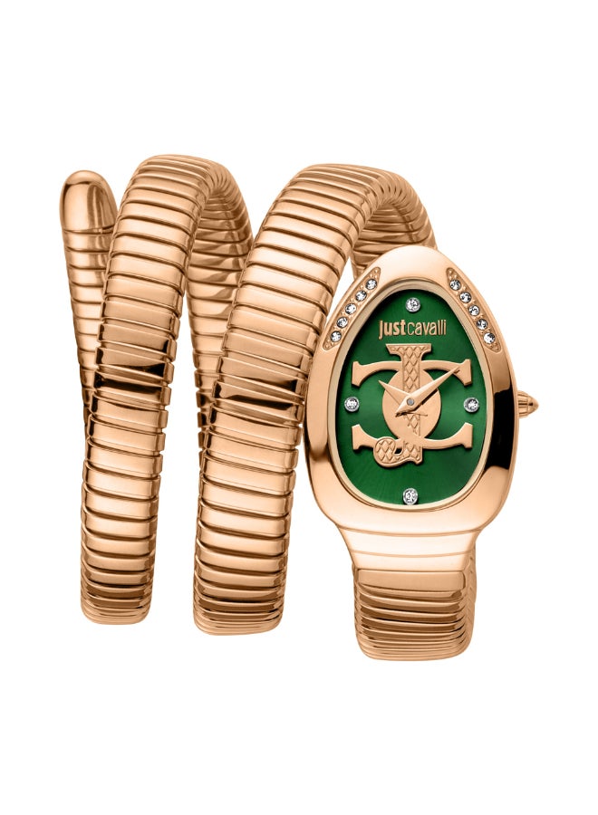 Just Cavalli ساعة جست كافالي جلام إيفو 5 دوبيو للنساء بمينا باللون الذهبي الوردي والأخضر - JC1L228M0055 - Image 1