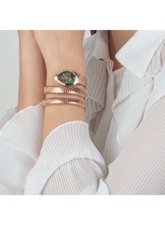 Just Cavalli ساعة جست كافالي جلام إيفو 5 دوبيو للنساء بمينا باللون الذهبي الوردي والأخضر - JC1L228M0055 - Image 4