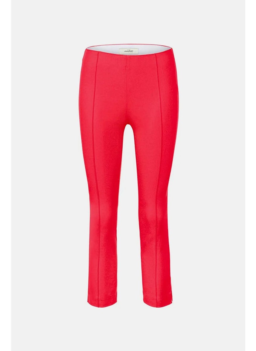 Tchibo - Women Regular Fit Plain Stretchable Capri Pants, Red - Image 1