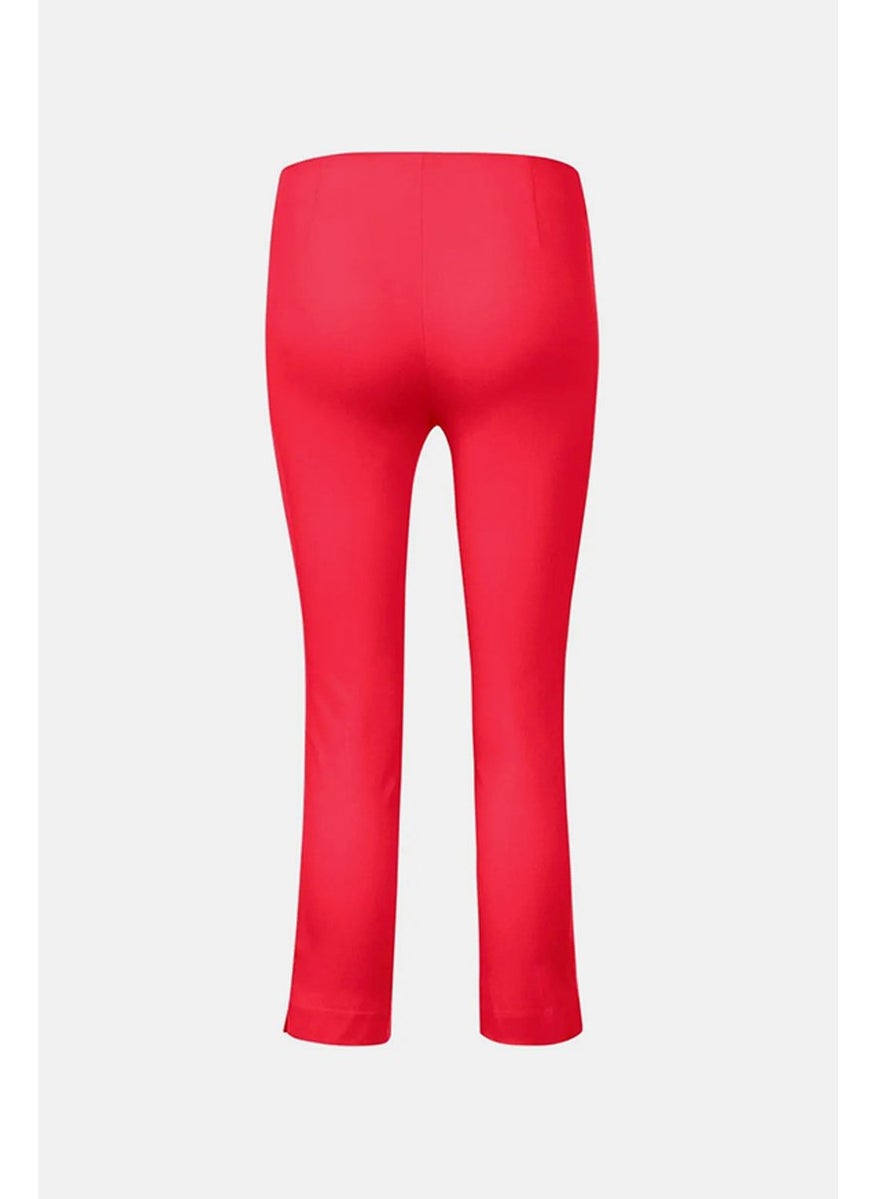 Tchibo - Women Regular Fit Plain Stretchable Capri Pants, Red - Image 1