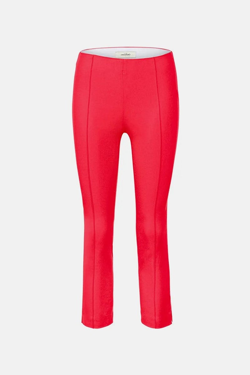 Tchibo Women Regular Fit Plain Stretchable Capri Pants, Red - Image 2