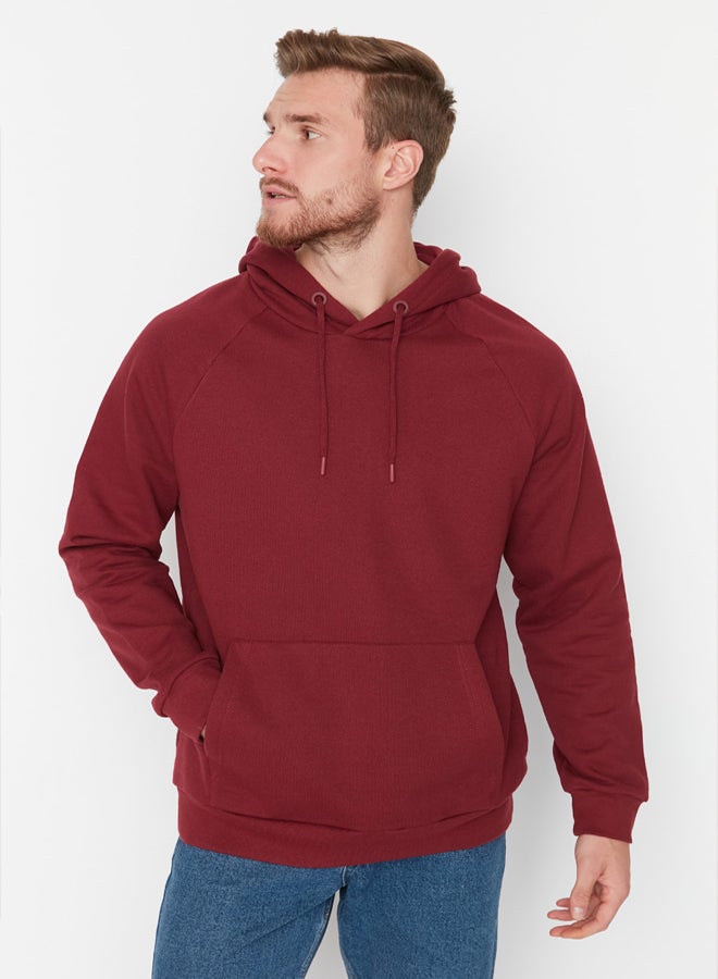 trendyol Claret Red Regular/Normal Cut Hooded Fleece/Warm Sweatshirt - Image 1