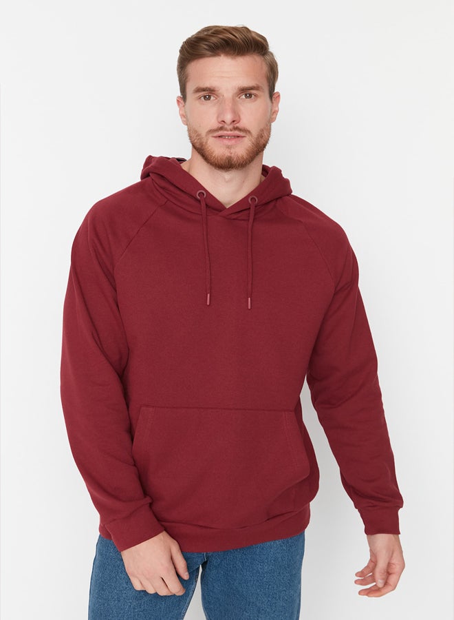 trendyol Claret Red Regular/Normal Cut Hooded Fleece/Warm Sweatshirt - Image 2