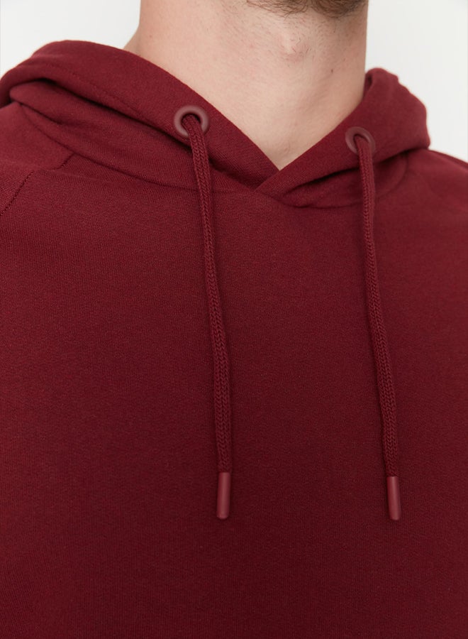 trendyol Claret Red Regular/Normal Cut Hooded Fleece/Warm Sweatshirt - Image 4