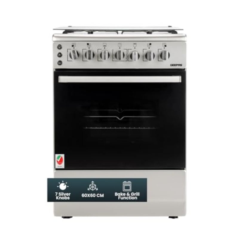 Cooking Range for kitchen use, stainless steel, black, 4 gas burners with convection oven and rotisserie function - Image 1