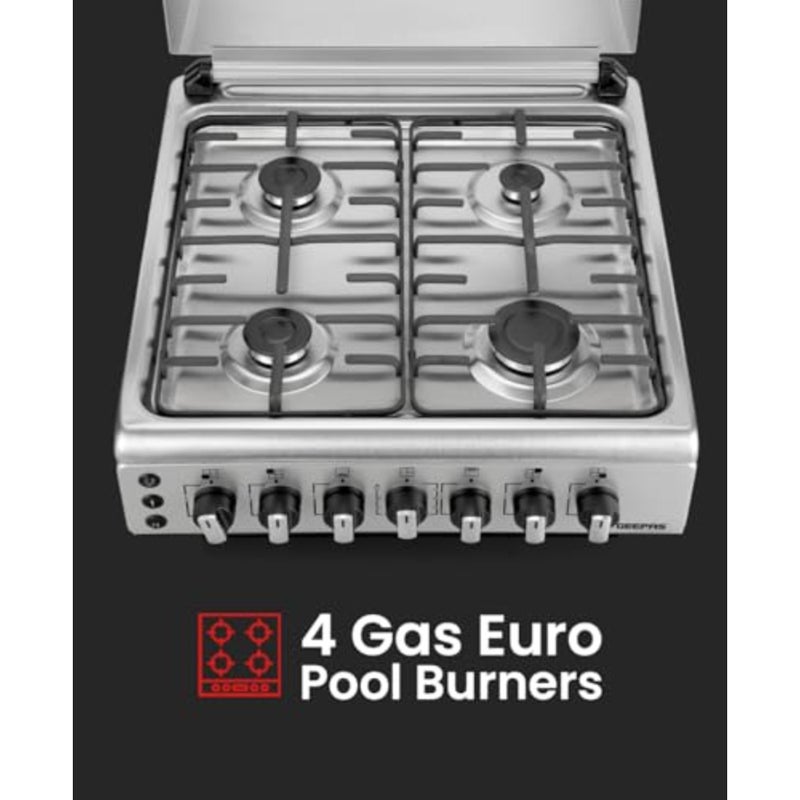 Cooking Range for kitchen use, stainless steel, black, 4 gas burners with convection oven and rotisserie function - Image 4