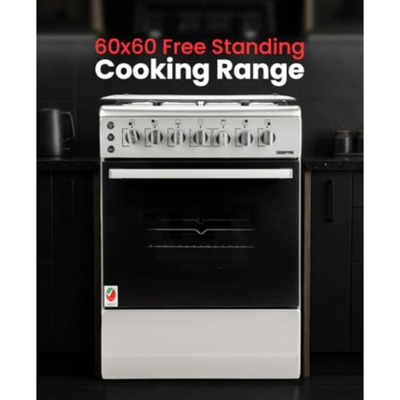 Cooking Range for kitchen use, stainless steel, black, 4 gas burners with convection oven and rotisserie function - Image 2