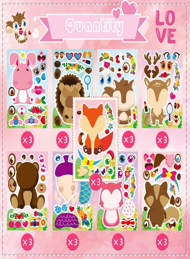 DUJAA 36 Sheets Valentine Stickers for Kids Make a Valentine Animal Stickers Make Your Own Stickers, Valentine’s Day Crafts Party Games Activities - Image 2
