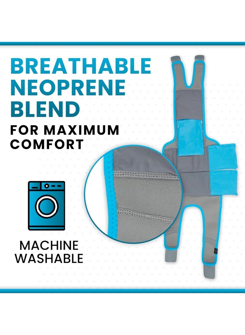 ضمادة ثلج للركبة بتقنية الجل المريحة، وسادات رقيقة وناعمة واقية بعد الجراحة، دعامة ضغط جل ساخن وبارد لألم التهاب المفاصل والتهاب الأوتار والرباط الصليبي الأمامي والإصابات الرياضية وهشاشة العظام للنساء والرجال أثناء الجري وجراحة الغضروف المفصلي والرضفة (أزرق) - Image 4