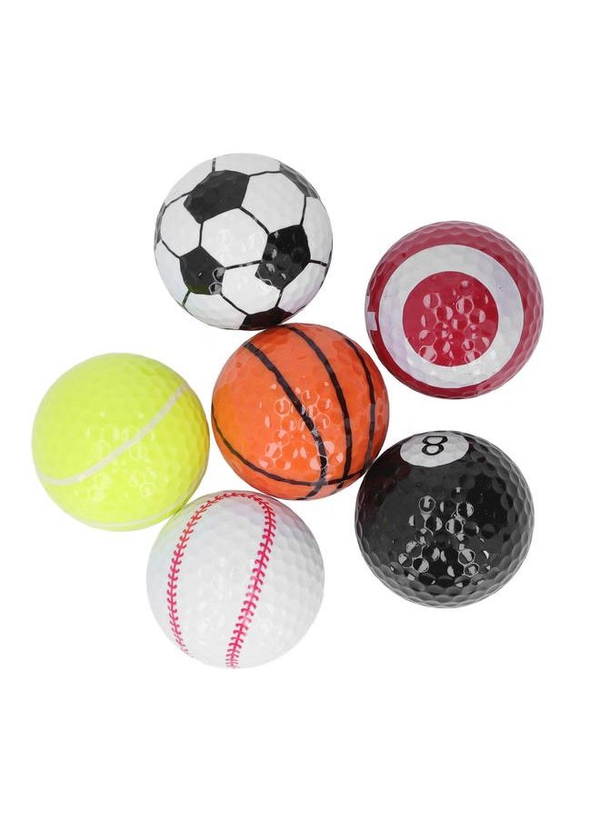 Thoraya 6pcs Golf Sports Training Balls Colorful Golf Practice Ball Gifts Set Various Balls Elements Novelty Golf Ball for Golf Training  - Image 2