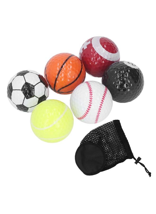 Thoraya 6pcs Golf Sports Training Balls Colorful Golf Practice Ball Gifts Set Various Balls Elements Novelty Golf Ball for Golf Training  - Image 1