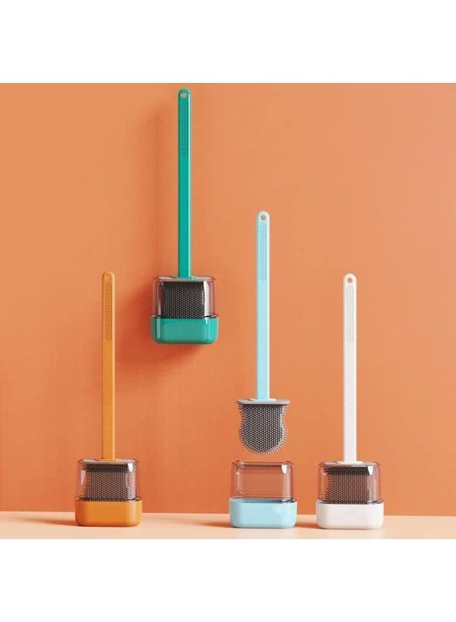 Silicone Toilet Brush with Holder – Multi-Color Bathroom Cleaning Brush - Image 1