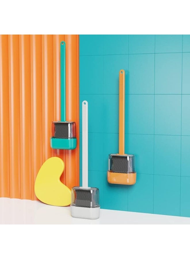 Silicone Toilet Brush with Holder – Multi-Color Bathroom Cleaning Brush - Image 4