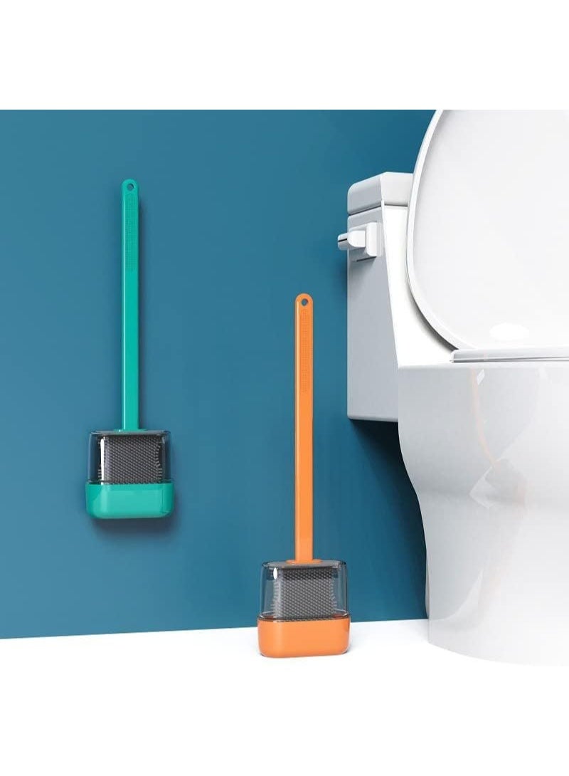 Silicone Toilet Brush with Holder – Multi-Color Bathroom Cleaning Brush - Image 2