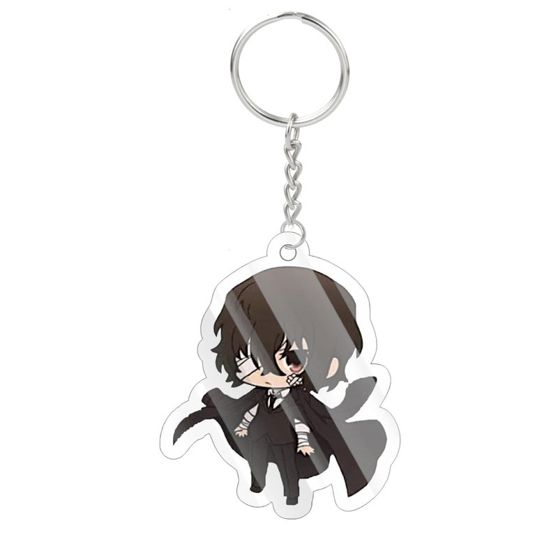 Careflection Bungou Stray Dogs Keychain, Cartoon Anime Acrylic Collectible Key Ring Novelty Pendant Accessory For Anime Fans (Dazai), Multi-Coloured - Image 3