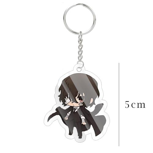 Careflection Bungou Stray Dogs Keychain, Cartoon Anime Acrylic Collectible Key Ring Novelty Pendant Accessory For Anime Fans (Dazai), Multi-Coloured - Image 2