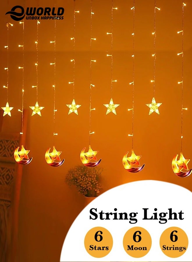 Eworld LED String Lights with 8 Lighting Modes for Eid and Ramadan Decorations, Islamic Night Lights Featuring 6 Stars and 6 Crescents Design, USB and Battery Powered, Waterproof and Safe for Indoor and Outdoor Use - Image 1