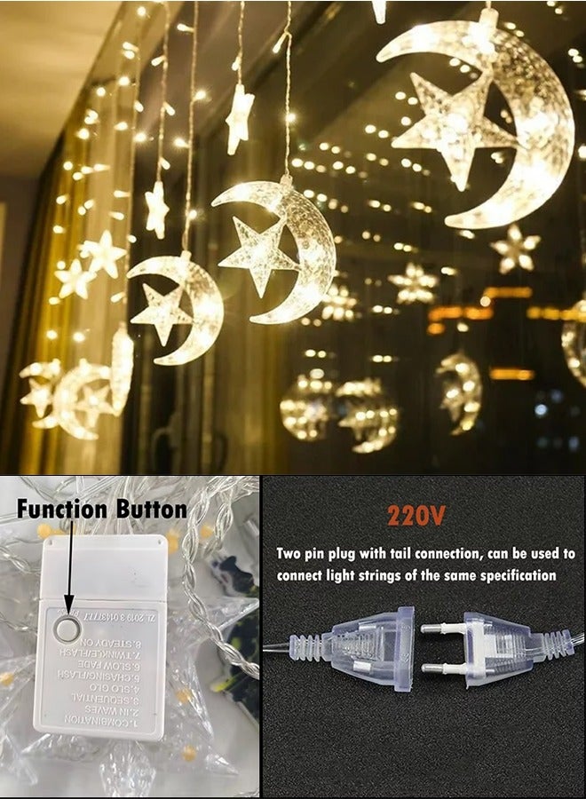 Eworld LED String Lights with 8 Lighting Modes for Eid and Ramadan Decorations, Islamic Night Lights Featuring 6 Stars and 6 Crescents Design, USB and Battery Powered, Waterproof and Safe for Indoor and Outdoor Use - Image 3