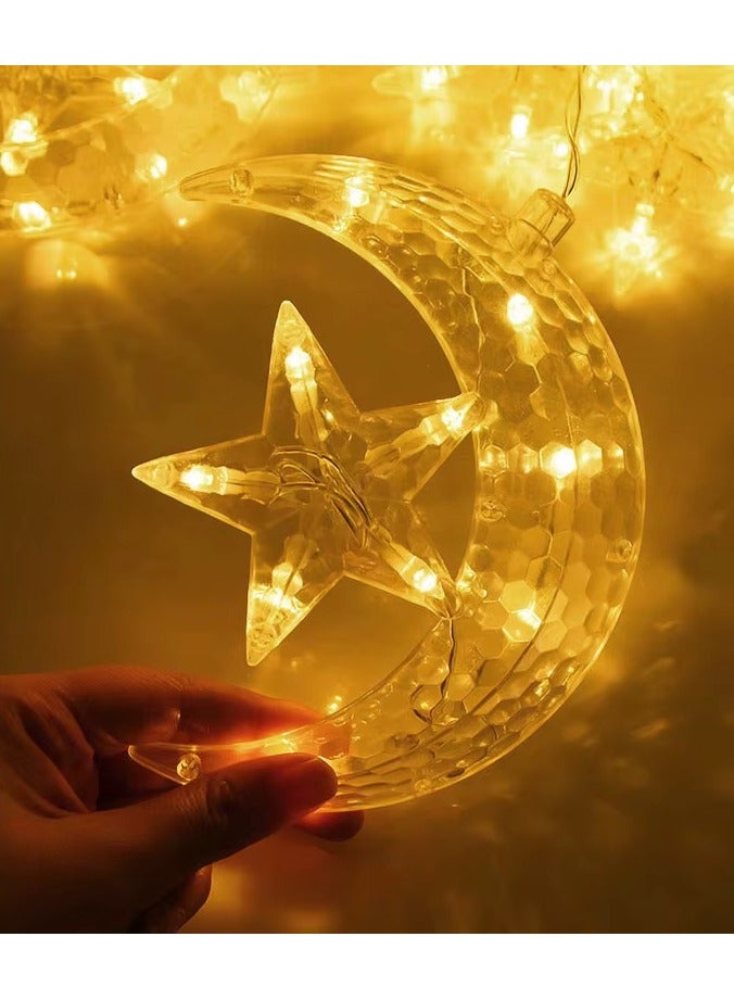 Eworld LED String Lights with 8 Lighting Modes for Eid and Ramadan Decorations, Islamic Night Lights Featuring 6 Stars and 6 Crescents Design, USB and Battery Powered, Waterproof and Safe for Indoor and Outdoor Use - Image 5