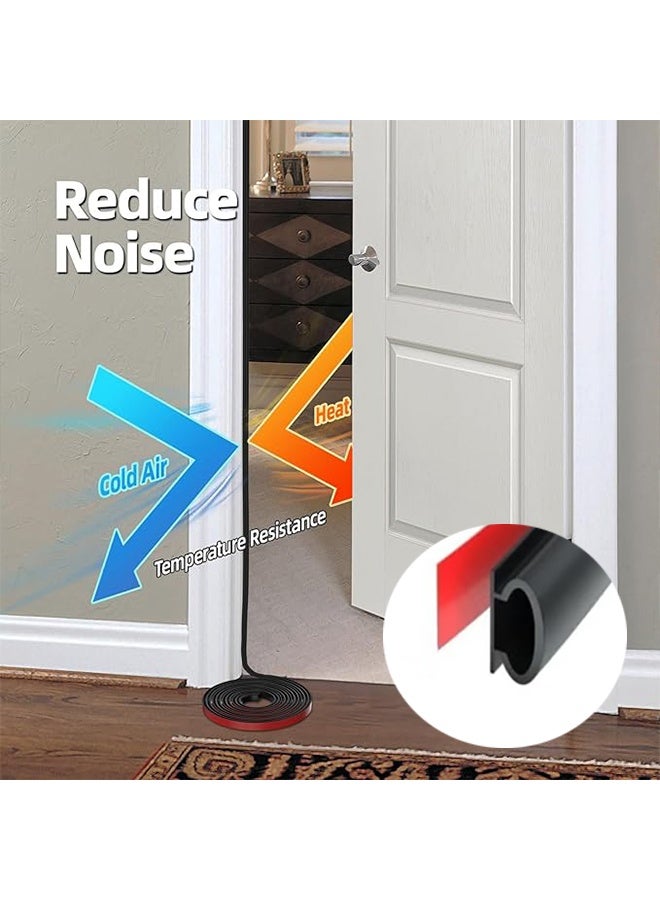 RATSAW Door Sealing Strips, 800cm Black D-Shaped Door Rubber Sealing Strips, Self-Adhesive Rubber Door Thermal Insulation Weather Stripping, Door Weather Stripping, Sound Insulation Door Strips for Door Frames Windows - Image 4