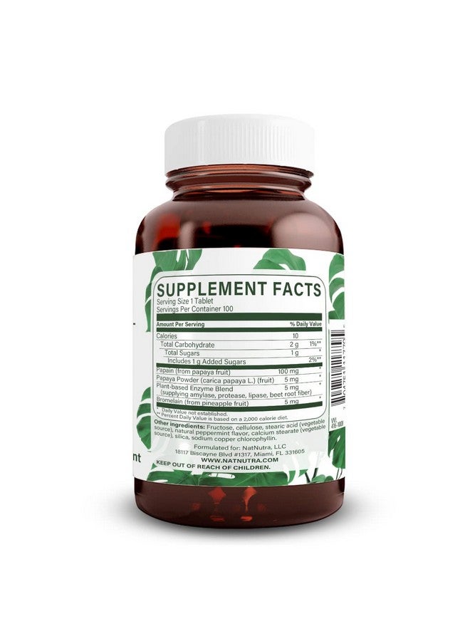 Natural Nutra Chewable Peppermint Digestive Enzyme Supplement, Help to Relieve Gas, Indigestion, and Other Digestive discomforts, Stomach Calmness, Papaya (Papain), Vegan and Vegetarian, 100 Tablets - Image 2