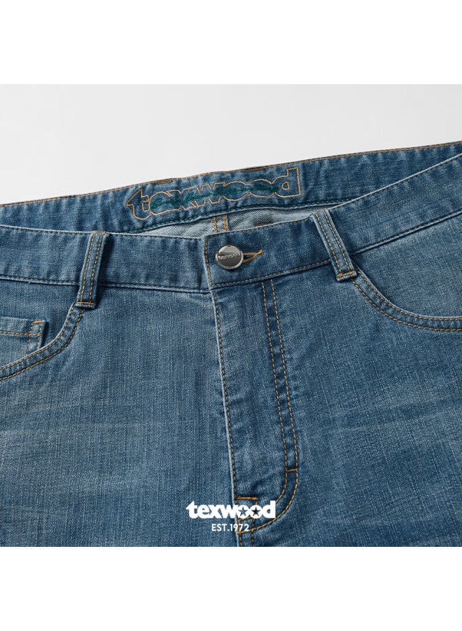 Texwood Apple Denim Jeans For Men, Spring And Summer New Style, Business Commute Casual Pants, Straight-leg Trousers, Light Blue, Size 30 - Image 2