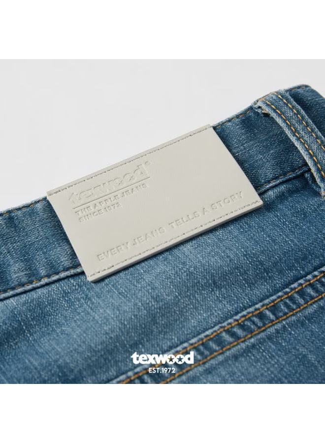 Texwood Apple Denim Jeans For Men, Spring And Summer New Style, Business Commute Casual Pants, Straight-leg Trousers, Light Blue, Size 30 - Image 3