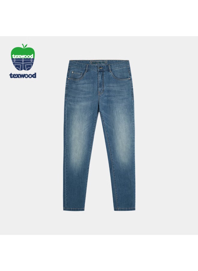 Texwood Apple Denim Jeans For Men, Spring And Summer New Style, Business Commute Casual Pants, Straight-leg Trousers, Light Blue, Size 30 - Image 1