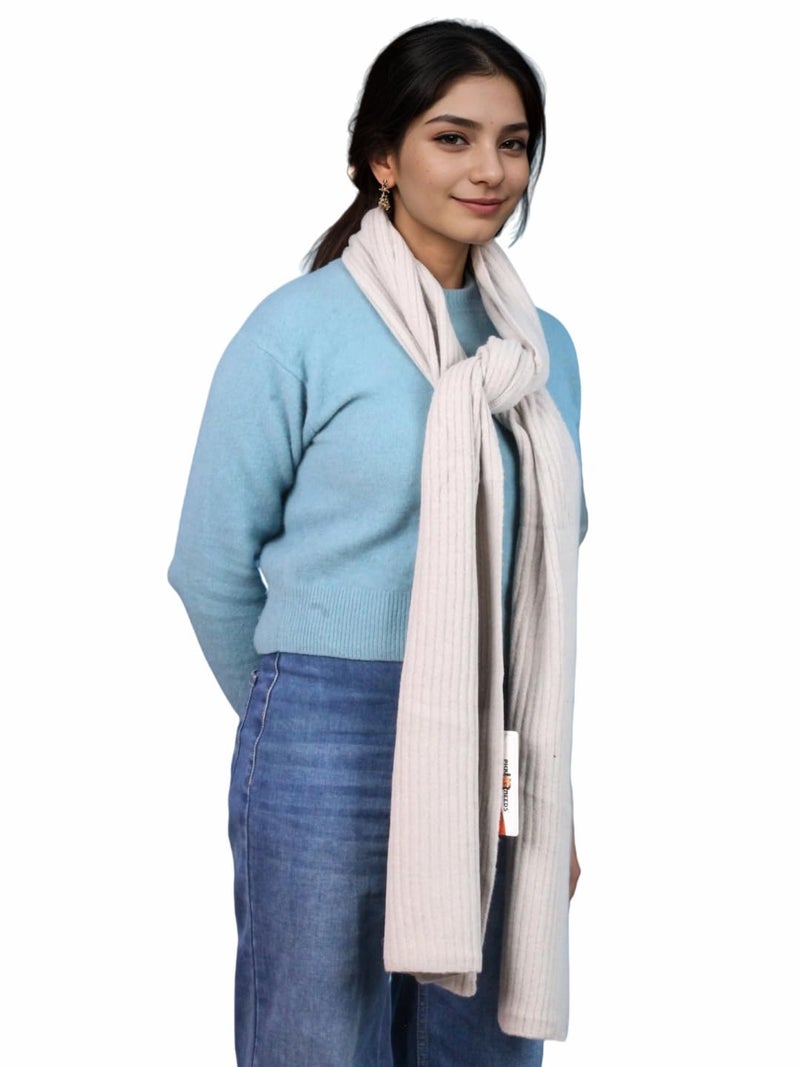 Pick Ur Needs Ultra Soft Ribbed Knit Muffler for Women Warm Winter Woolen Scarf Cozy Lightweight Neck Warmer for Casual & Outdoor Use (Dark Grey) - Image 1