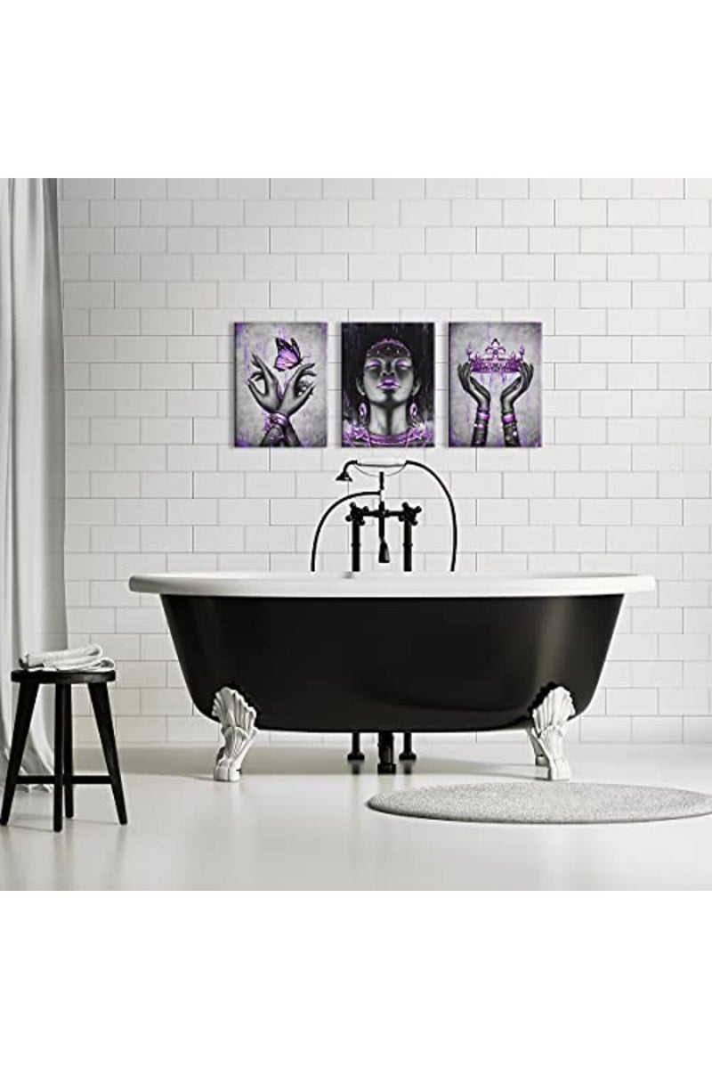 Kalormore Elegant African American Woman Canvas Art with Purple Accessories - Image 3