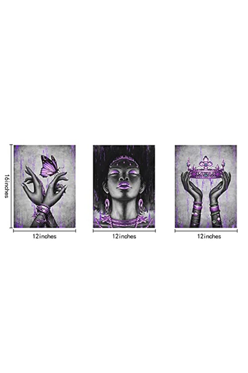 Kalormore Elegant African American Woman Canvas Art with Purple Accessories - Image 5