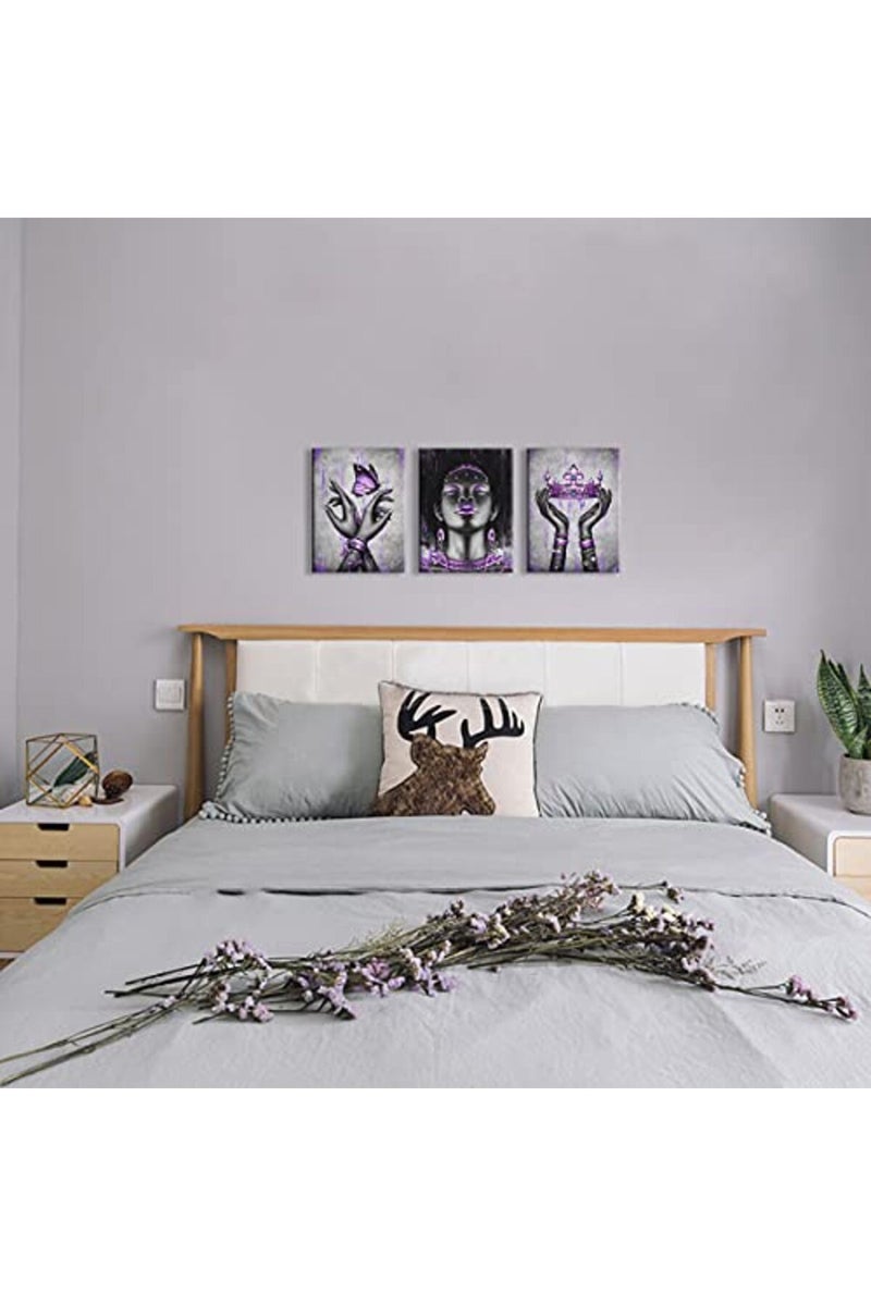 Kalormore Elegant African American Woman Canvas Art with Purple Accessories - Image 4