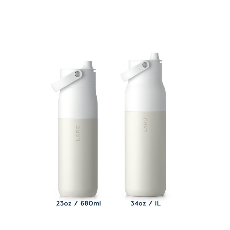 LARQ زجاجة LARQ بغطاء Swig سعة 34 أونصة - زجاجة ماء معزولة من الفولاذ المقاوم للصدأ مع مقبض سيليكون مدمج | خالية من BPA | زجاجة ماء قابلة لإعادة الاستخدام للرياضة، وصالة الألعاب الرياضية، والسفر، أبيض جرانيت - Image 2