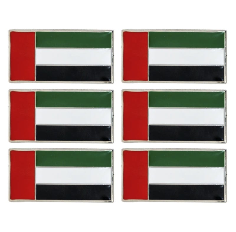 Yuwell 6 Pieces UAE National Day Flag Badge Premium Metal Magnetic Lapel Pin, Rectangle UAE Flag Brooch Emblem, Durable Magnetic Pin for Clothing, Gifts, Collectors, Party Supplies & National Day Decorations - Image 1