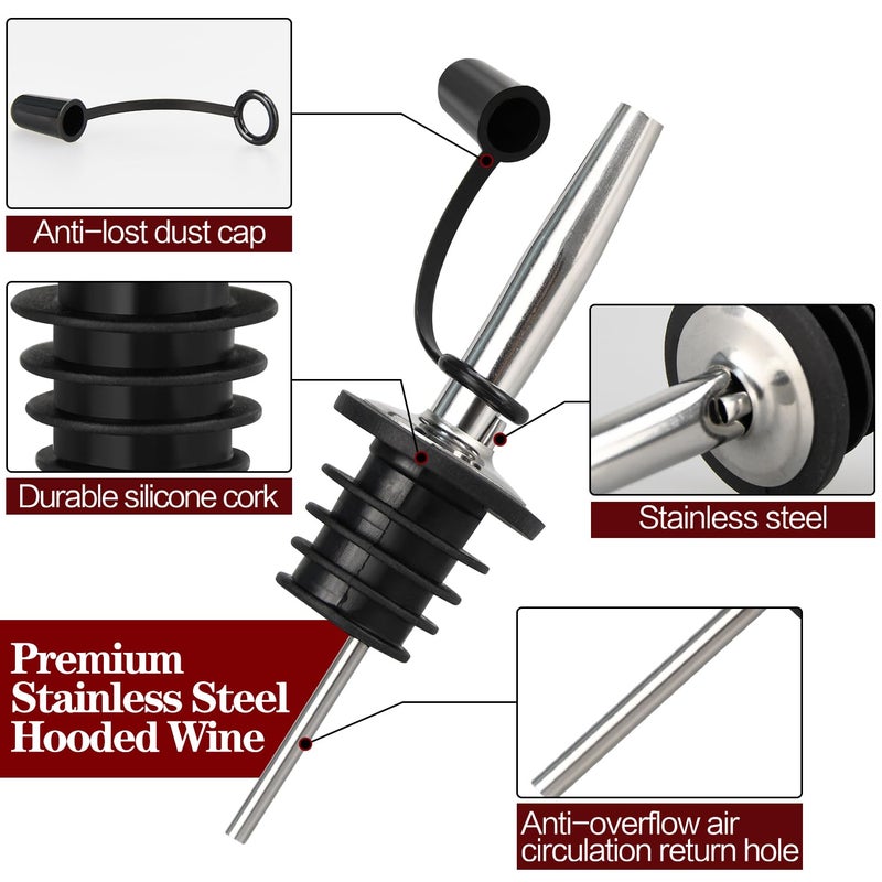 DkOvn 12/24/48/100 Pack Liquor Pour Spout  Stainless Steel Classic Bottle Pourers With Rubber Dust Cap  Speed Wine Bottle Pourer For Liquor Bottle  Oil Bottles(12 Pack) - Image 4