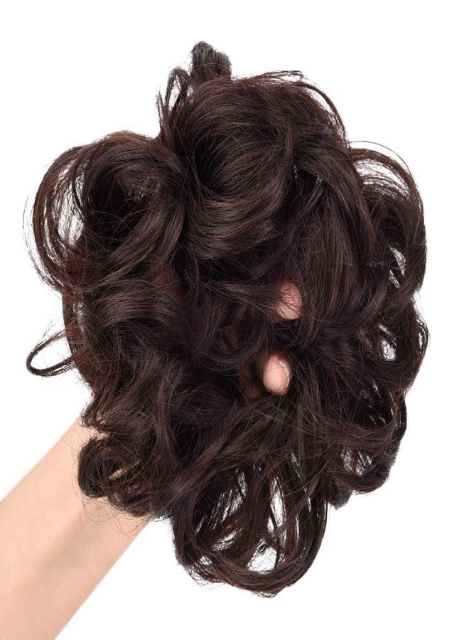 ريتزكارت وصلات شعر ريتزكارت على شكل كعكة فوضوية، مموجة ومجعدة، مصنوعة من المطاط المرن، للنساء (بني) - Image 4