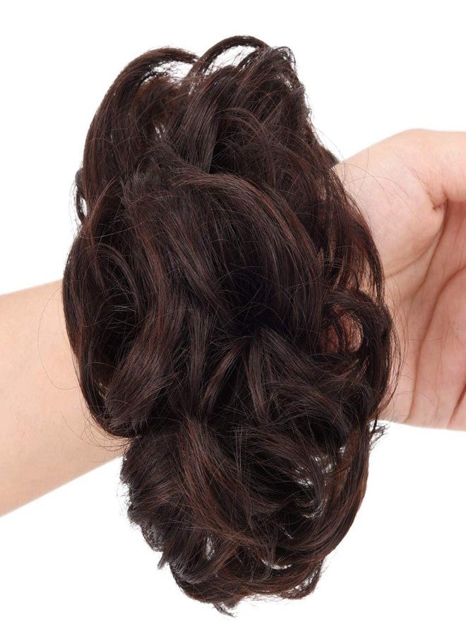 ريتزكارت وصلات شعر ريتزكارت على شكل كعكة فوضوية، مموجة ومجعدة، مصنوعة من المطاط المرن، للنساء (بني) - Image 2