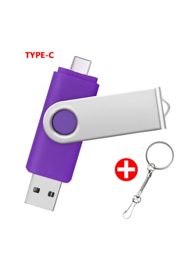 TYPE-C Mobile Phone U Disk OTG Rotating U Disk Can Be Fixed LOGO U Disk 8G16G32G64G128G Gift U Disk-color:TYPE-C Rotating Purple-capacity:64GB - Image 1