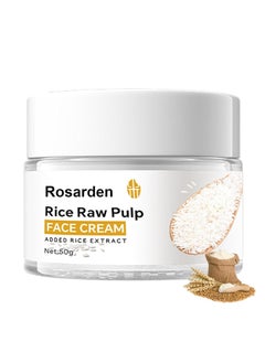 Rosarden Rice Cream for Face Rice Raw Pulp Face Cream Rice Cream Moisturizer for Moisturizing Skin Shrink Pores Rice Extract Anti Aging Moisturizer Smoth Fine Line Restore Skin Elasticity 