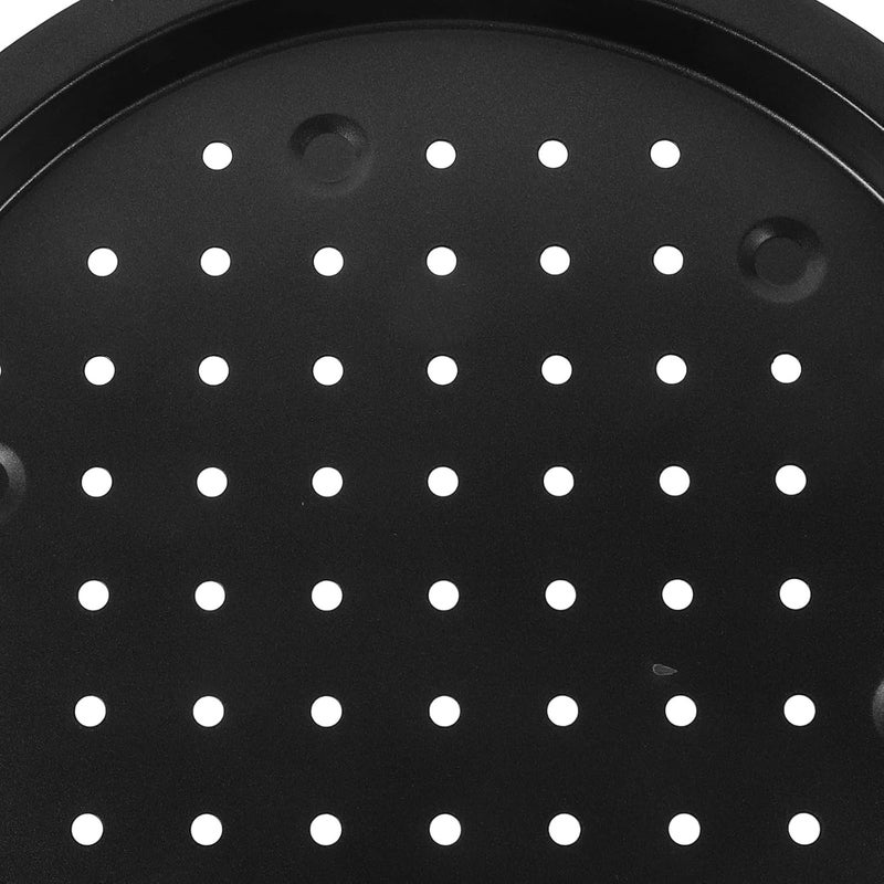 14-inch Perforated Carbon Steel Pizza Baking Pan Set of 2, Non-stick Wear-resistant round Pizza Trays for Oven Use, Reusable Crisping Mesh Bakeware for Home and Restaurant - Image 4