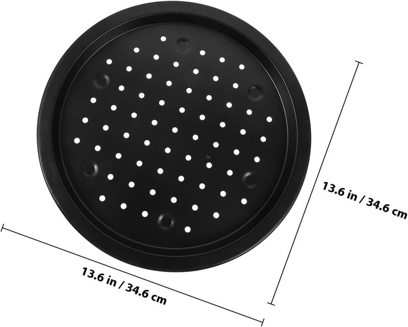 14-inch Perforated Carbon Steel Pizza Baking Pan Set of 2, Non-stick Wear-resistant round Pizza Trays for Oven Use, Reusable Crisping Mesh Bakeware for Home and Restaurant - Image 2