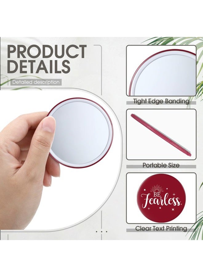 Hoolerry 48 Pcs Red Inspirational Compact Mirror Bulk 2.8 Inch Round Makeup Glass Mirror Positive Personal Purse Pocket Mirror Small Portable Travel Mirror for Employee Coworker Staff Thank You Gifts - Image 5