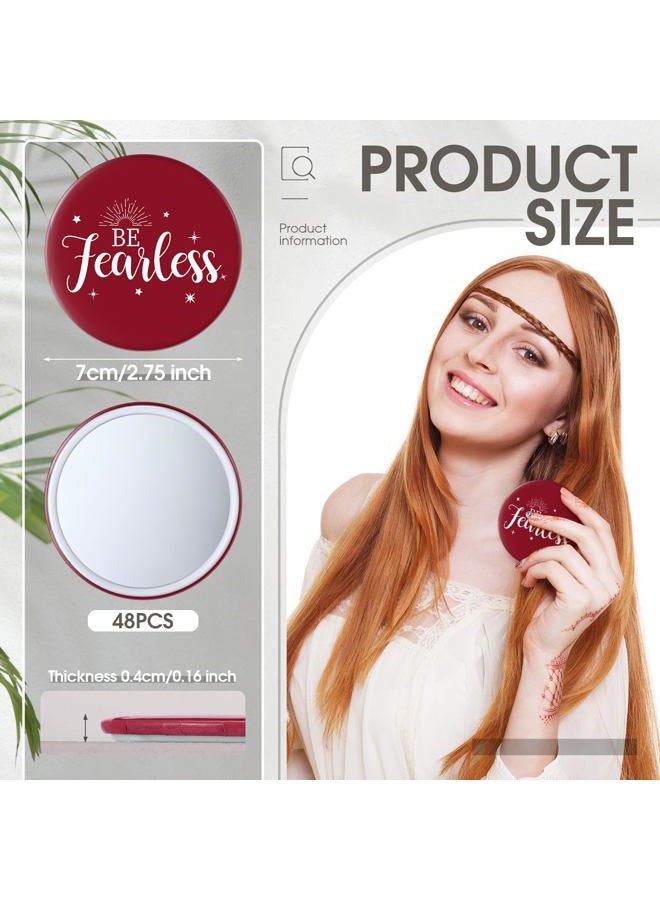 Hoolerry 48 Pcs Red Inspirational Compact Mirror Bulk 2.8 Inch Round Makeup Glass Mirror Positive Personal Purse Pocket Mirror Small Portable Travel Mirror for Employee Coworker Staff Thank You Gifts - Image 2