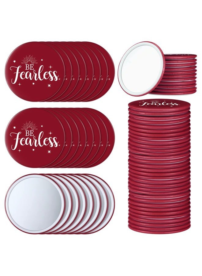 Hoolerry 48 Pcs Red Inspirational Compact Mirror Bulk 2.8 Inch Round Makeup Glass Mirror Positive Personal Purse Pocket Mirror Small Portable Travel Mirror for Employee Coworker Staff Thank You Gifts - Image 1