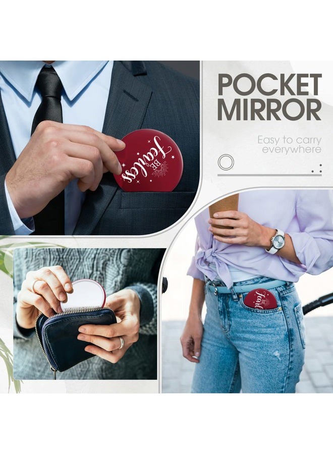 Hoolerry 48 Pcs Red Inspirational Compact Mirror Bulk 2.8 Inch Round Makeup Glass Mirror Positive Personal Purse Pocket Mirror Small Portable Travel Mirror for Employee Coworker Staff Thank You Gifts - Image 4