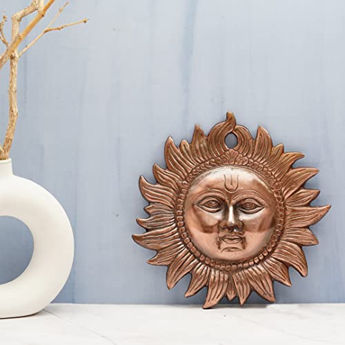 Craft Trade Sun Idol - Metal Wall Decor Vastu Items For Home For Good Luck Decorative Hanging For Living Room Bedroom Feng Shui Decor - Copper - 8 Inches - Image 3